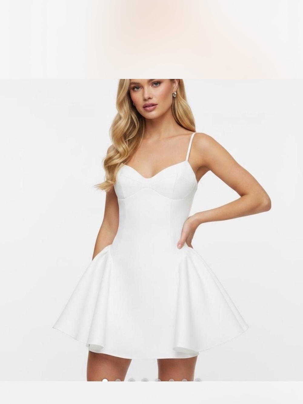 Princess Polly Alympia White Spaghetti Strap Flared Mini Dress